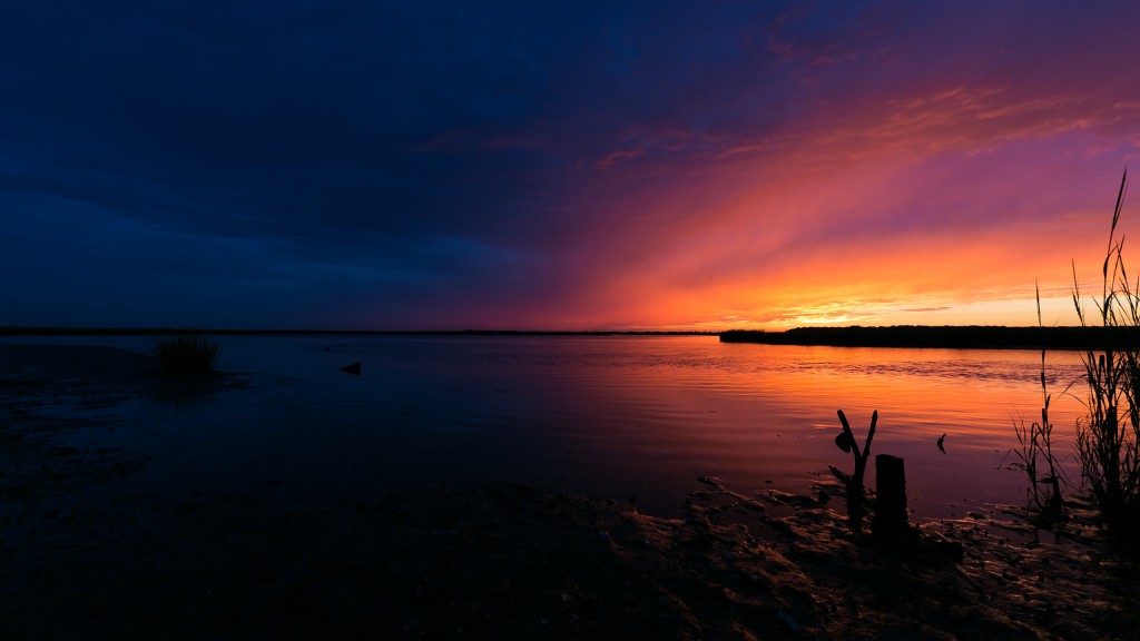 A landscape photograph of a fierce sunset to the south of Great Bay Boulevard in Little Egg Harbor, New Jersey
