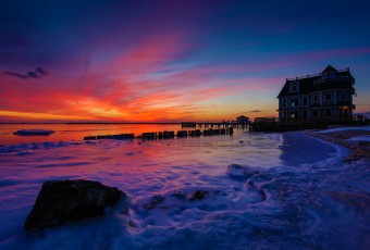 A wide angle HDR capture of a magnificent sunset at Antoinetta's Restaurant on Cedar Run Dock Road.
