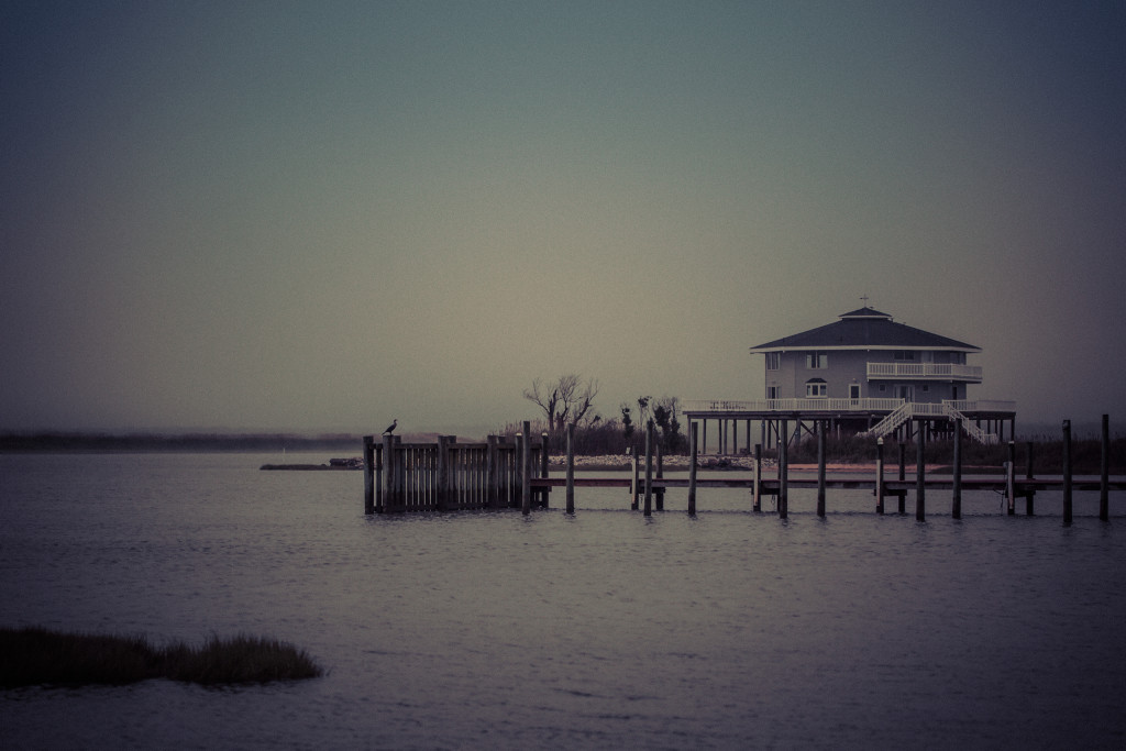 Low key photograph of the Cedar Run Dock Road Octagon House