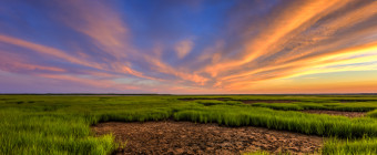 Vibrant color wide angle HDR sunset photograph