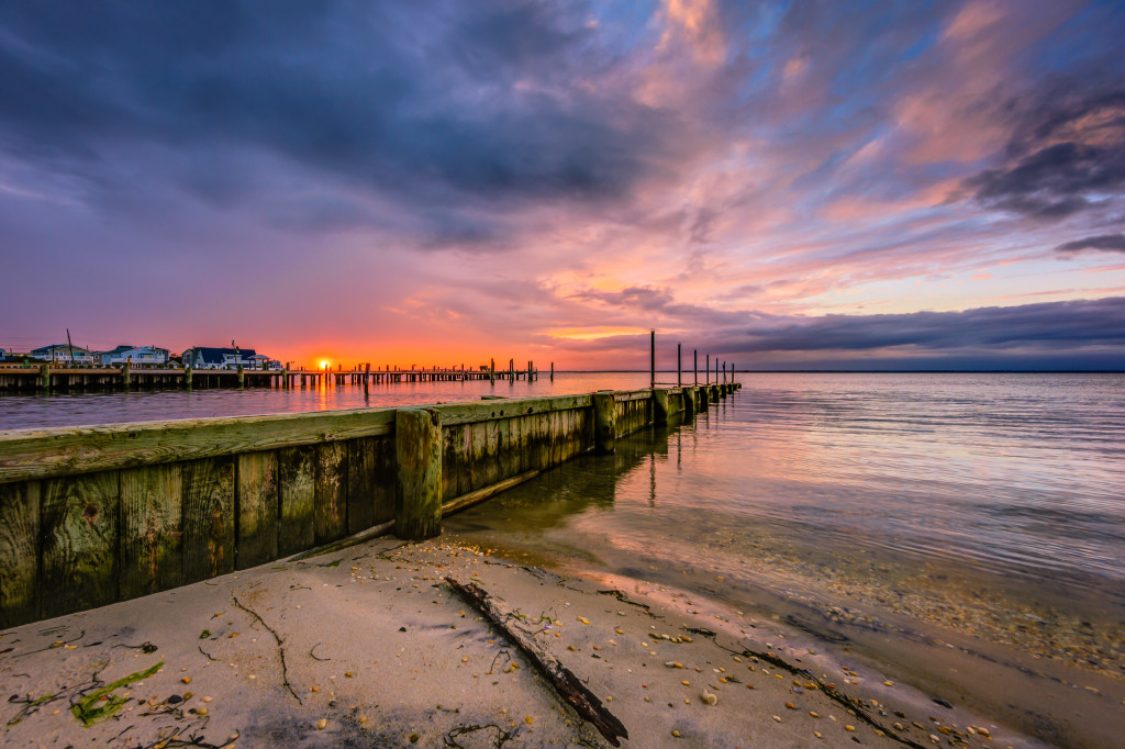 Wide angle HDR photograph of sunset over Barnegat Bay taken from LBI's Surf City Sunset Park