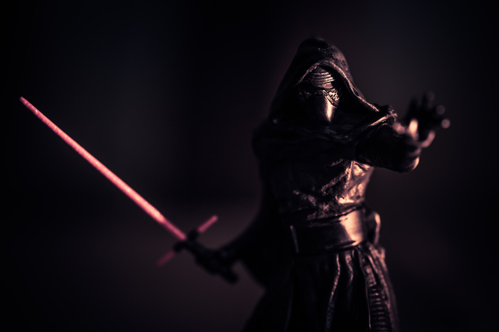 Kylo Ren Christmas tree ornament photographed as a low key miniature replica