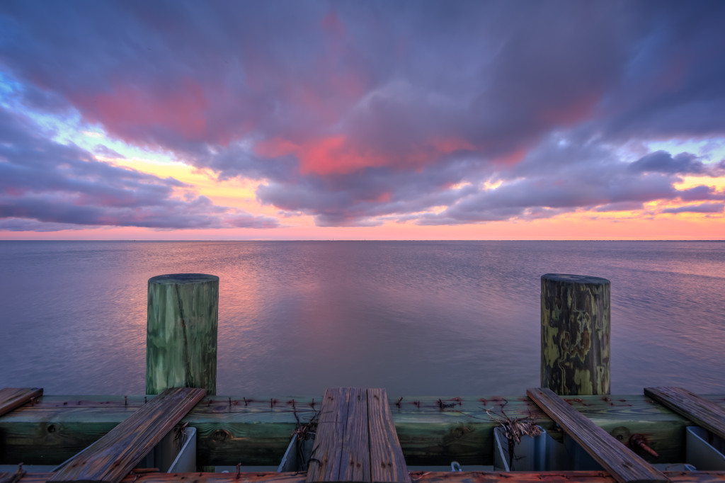 =Sunset photograph overlooking Barnegat Bay and a decrepit bulkhead