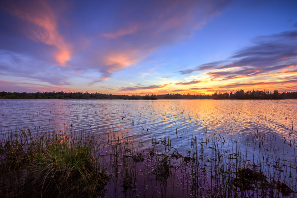 HDR photograph of a pastel sunset at Stafford Forge Wildlife Management Area