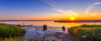 HDR photograph of a summer sunset over the Great Bay Boulevard salt marsh.