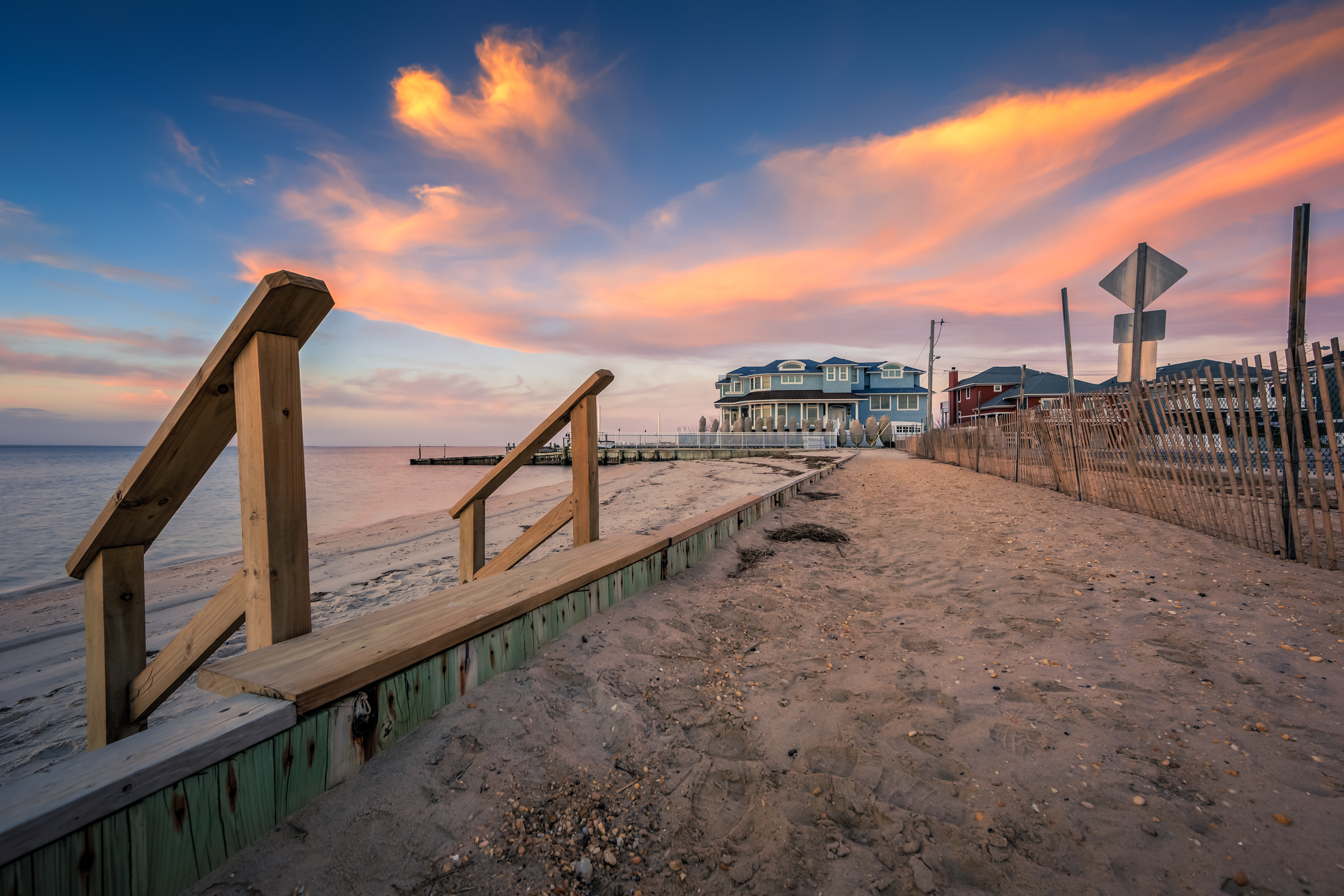 Sunset photo with colorful clouds along the Long Beach Island bayside.