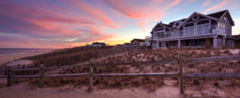 Sunset photo of pastel clouds over LBI beachfront property.